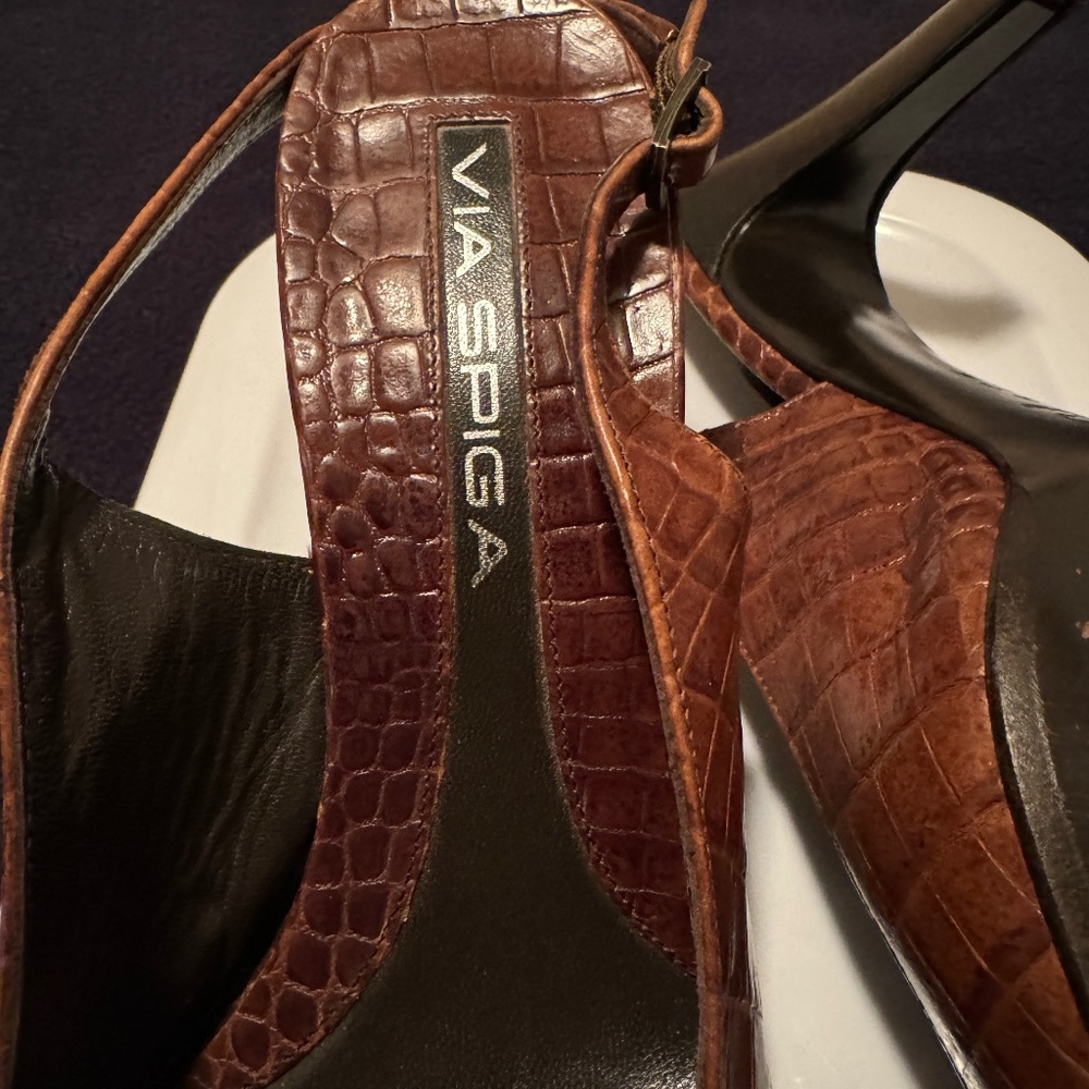 Crocodile Brown Slingback Herl